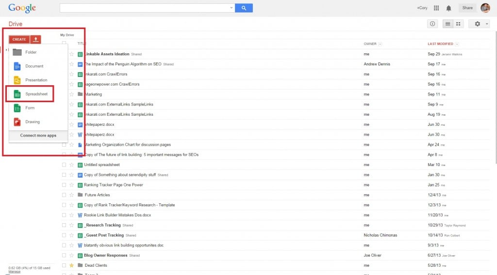 Creating a Google Doc