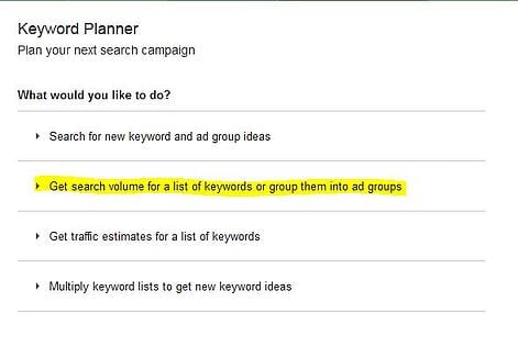 keyword planner screenshot