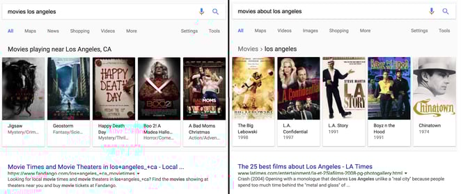 Movies near AND about LA side by side