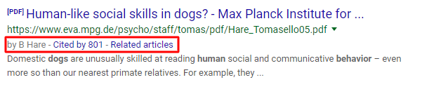 Google scholar screenshot