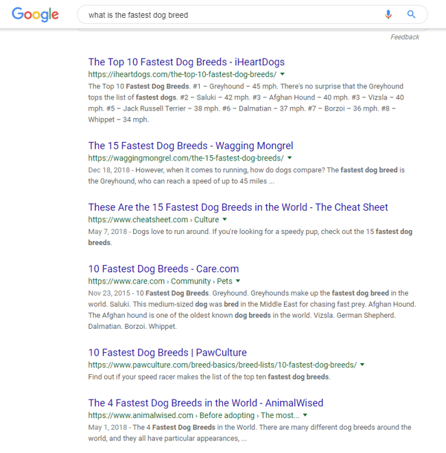 Organic results screenshot